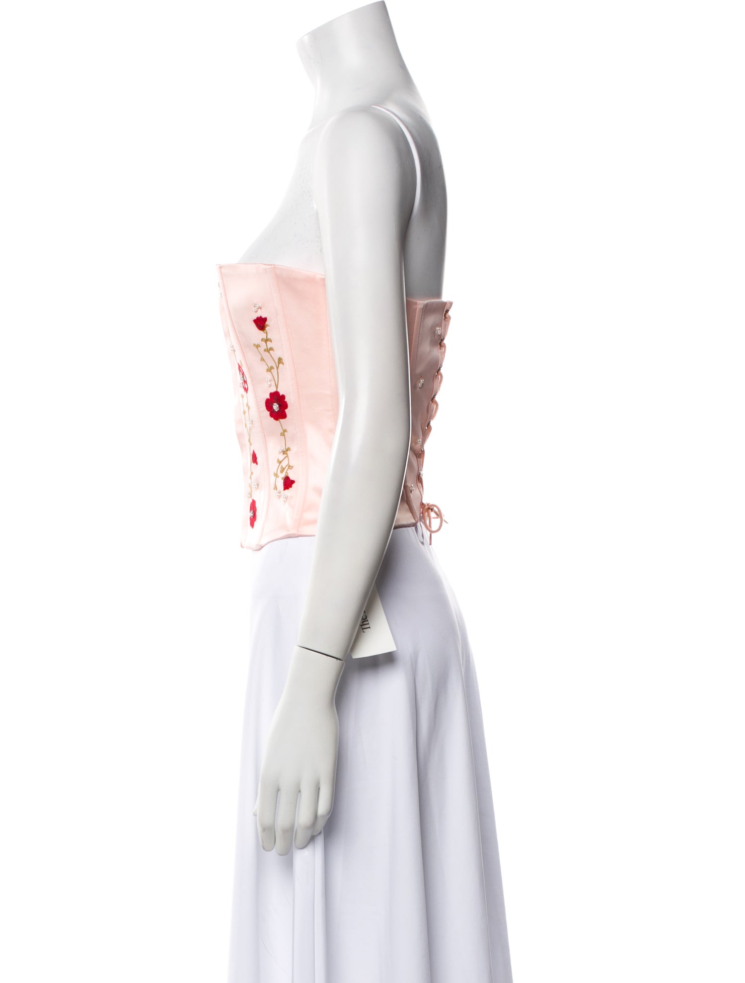 Danielle Guizio Floral Print Strapless Crop Top