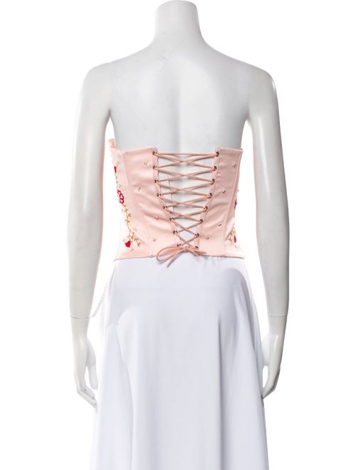 Danielle Guizio Floral Print Strapless Crop Top