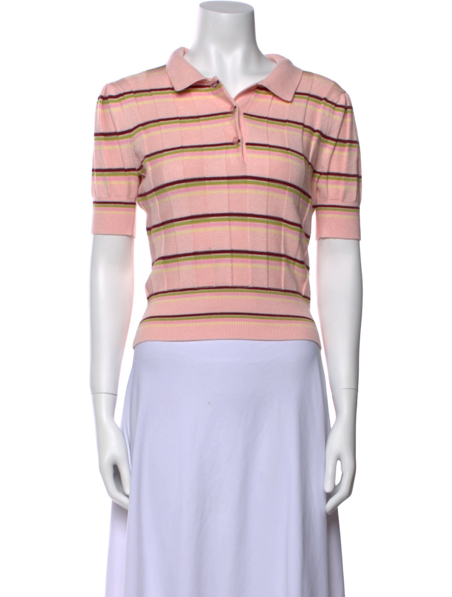 Danielle Guizio Striped Short Sleeve Crop Top