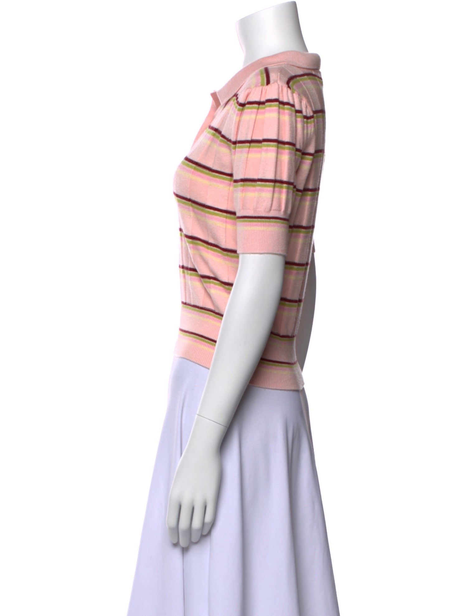 Danielle Guizio Striped Short Sleeve Crop Top