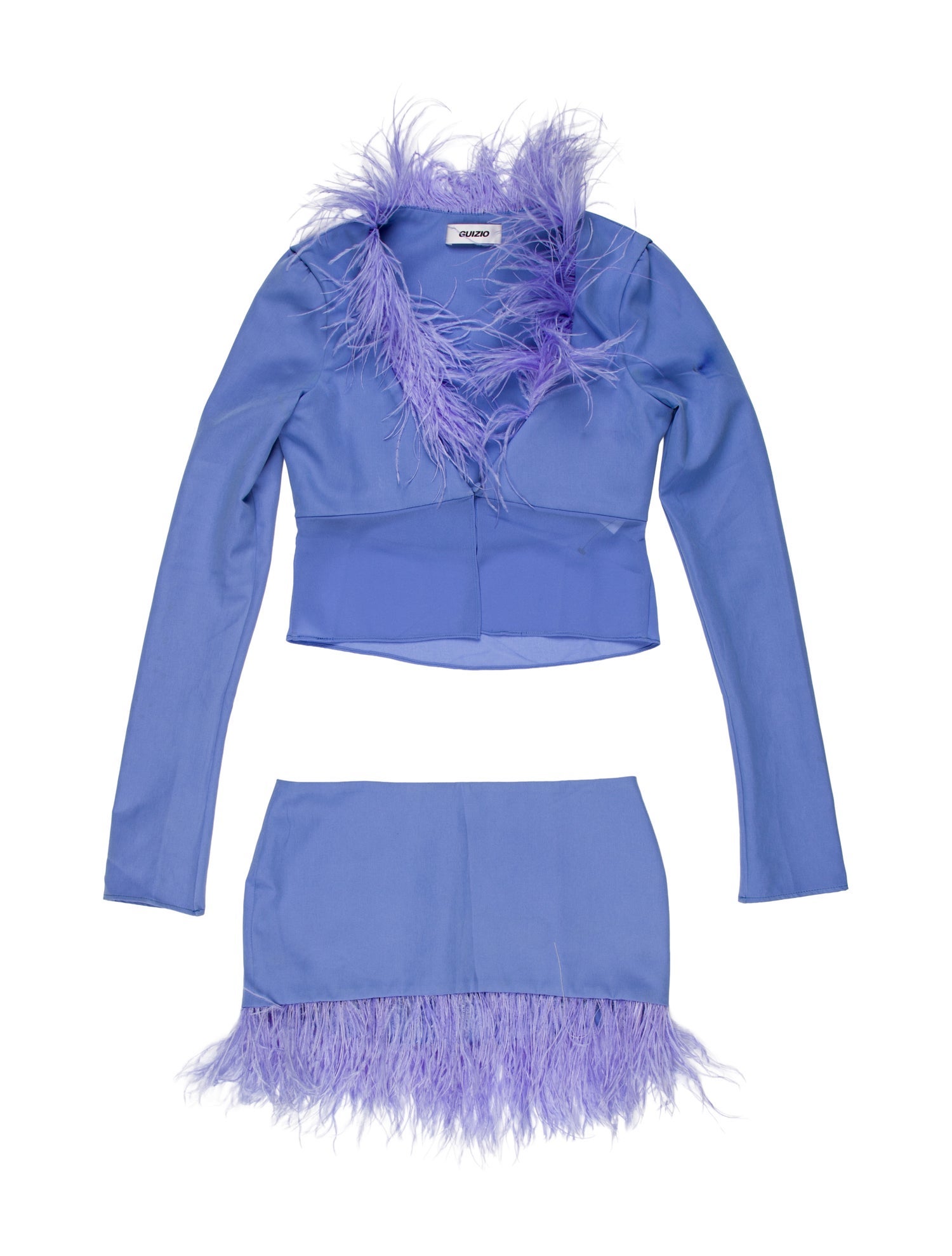 Danielle Guizio Feather Trim Skirt Set