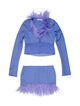 Danielle Guizio Feather Trim Skirt Set