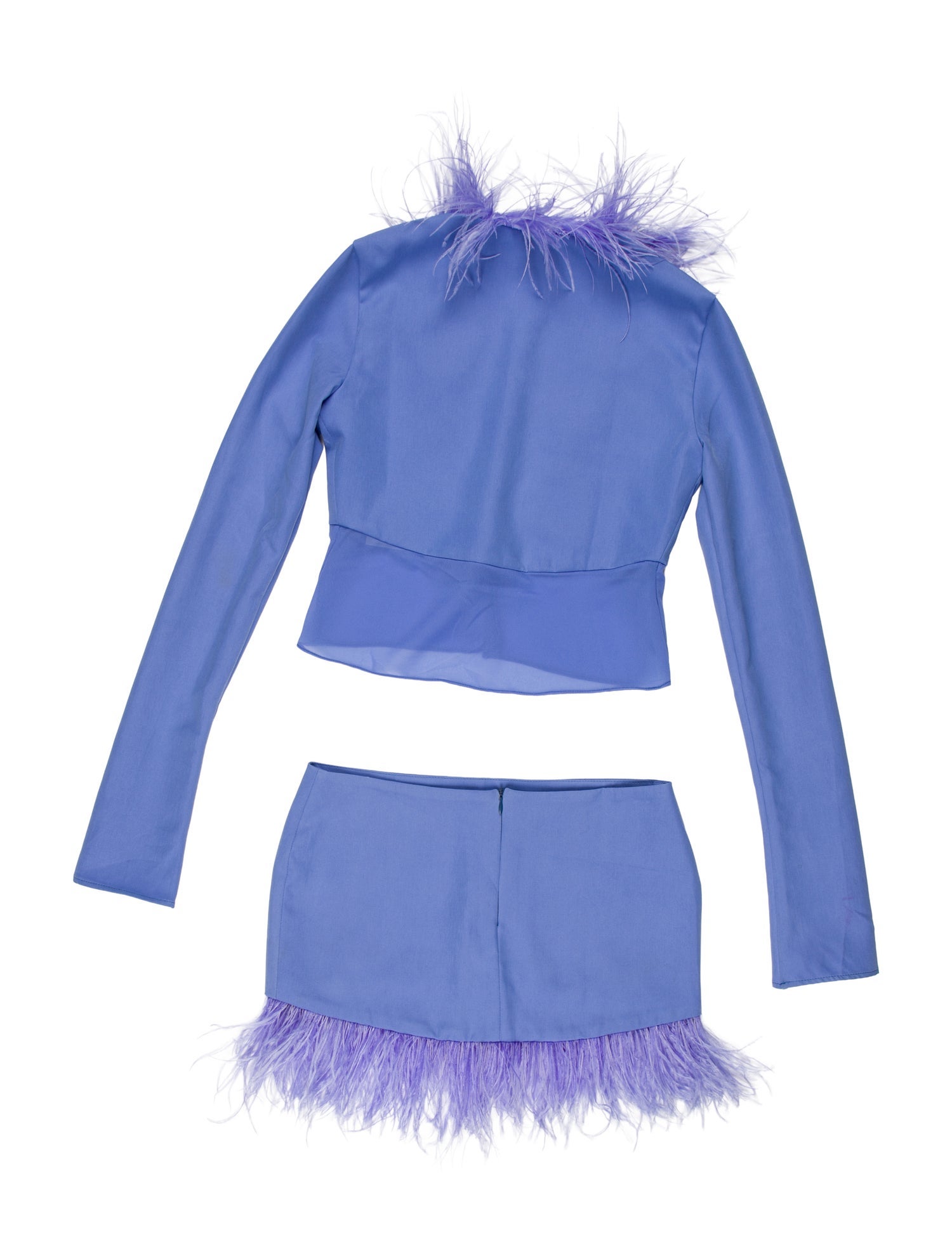 Danielle Guizio Feather Trim Skirt Set