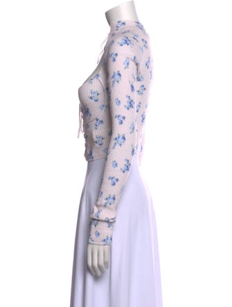 Danielle Guizio Floral Print Mock Neck Crop Top