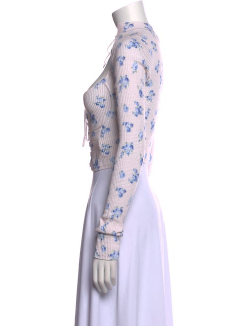 Danielle Guizio Floral Print Mock Neck Crop Top