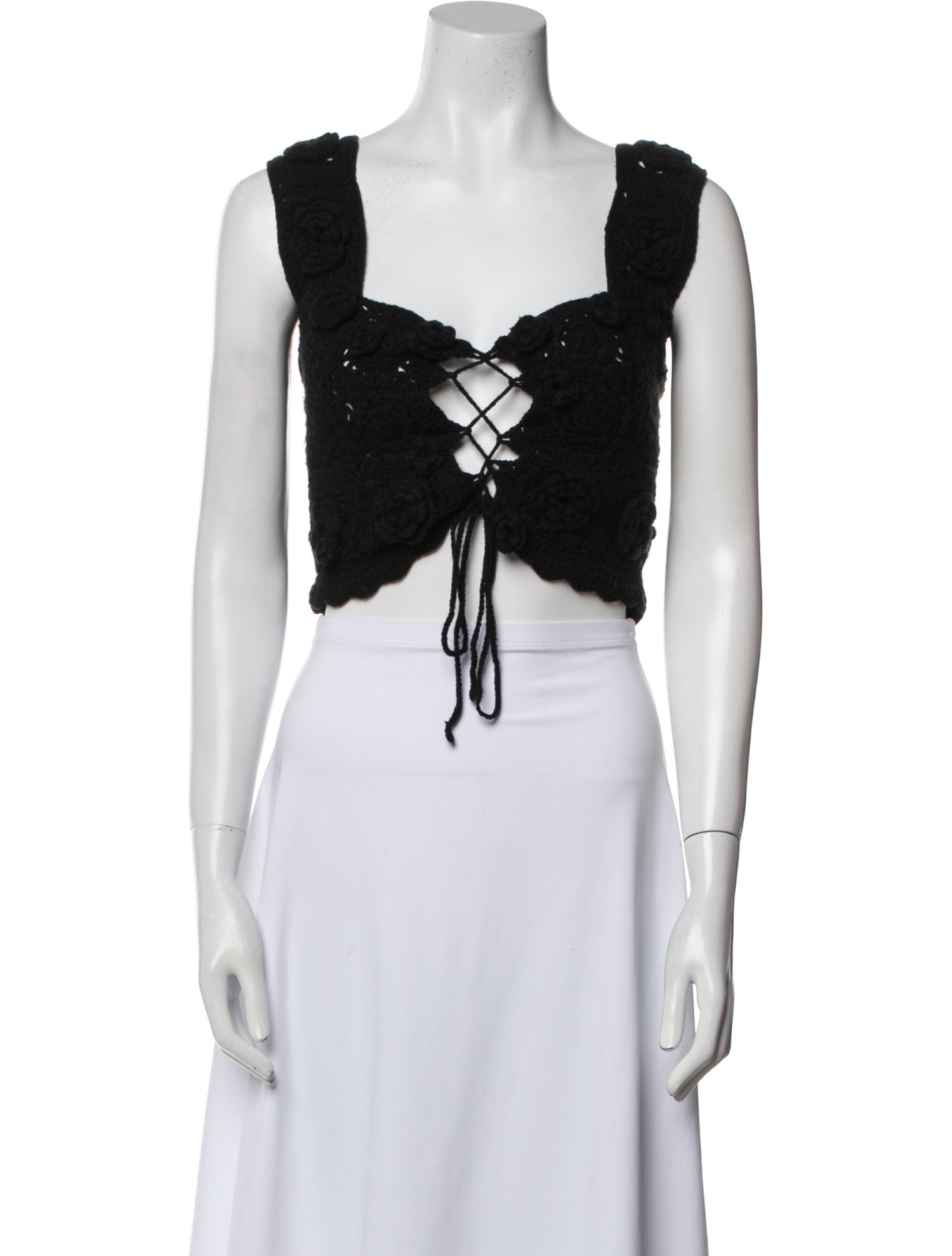 Danielle Guizio Square Neckline Sleeveless Crop Top