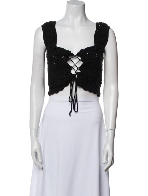 Danielle Guizio Square Neckline Sleeveless Crop Top