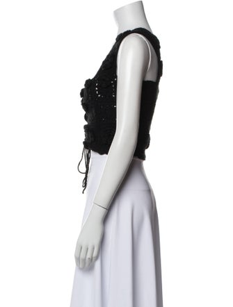 Danielle Guizio Square Neckline Sleeveless Crop Top