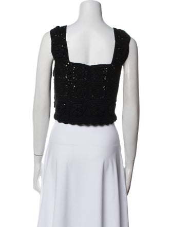 Danielle Guizio Square Neckline Sleeveless Crop Top