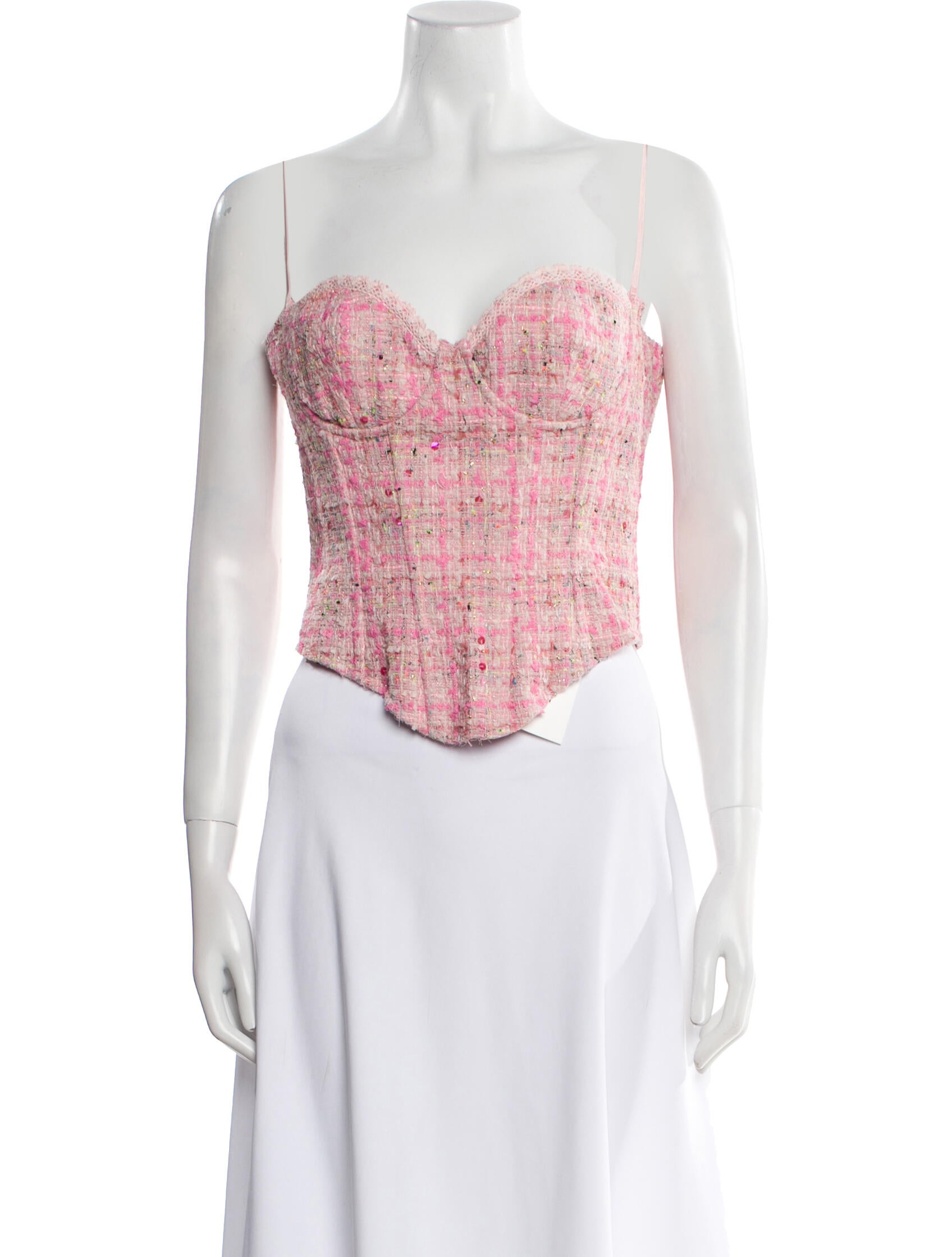 Danielle Guizio Tweed Pattern Strapless Crop Top w/ Tags