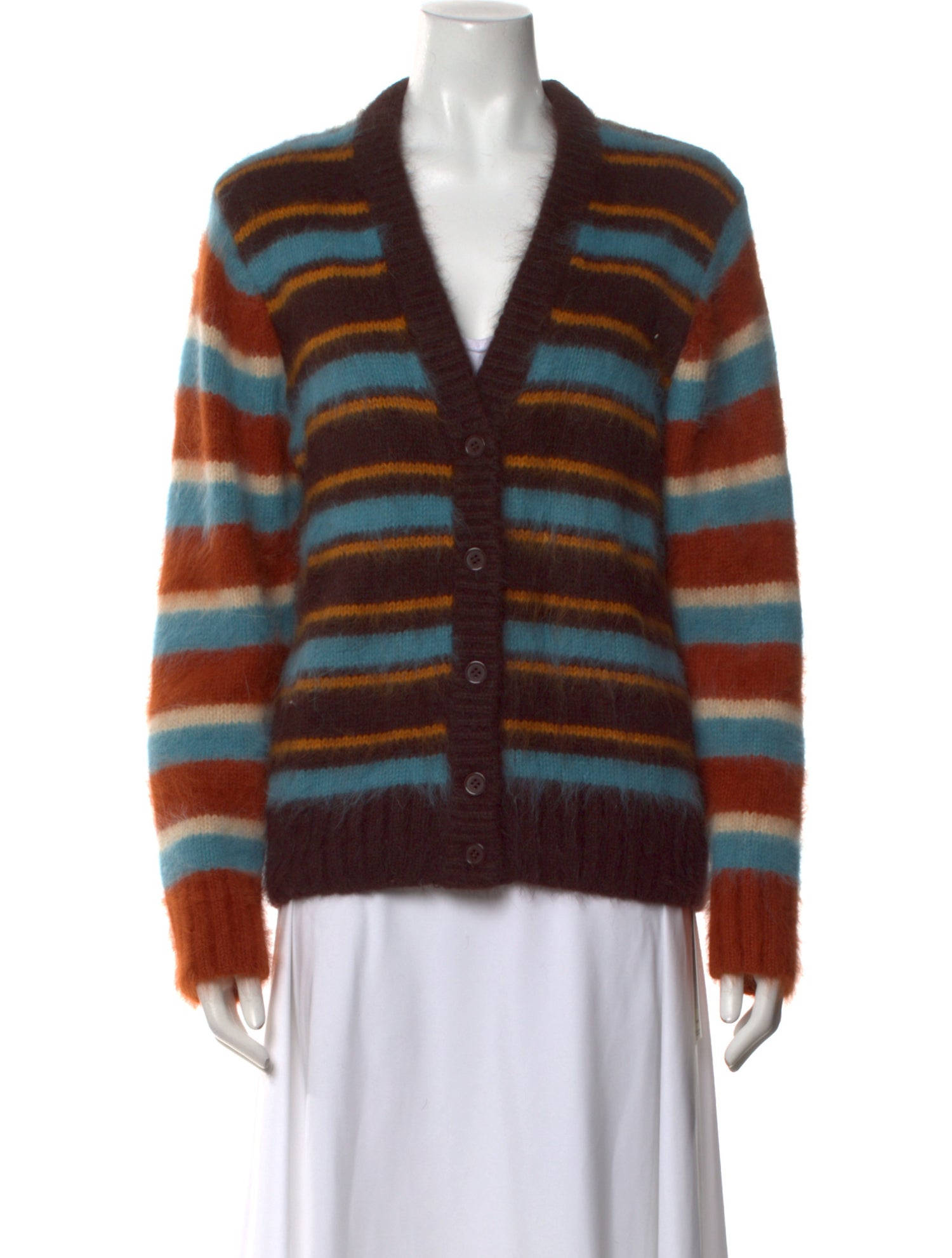 Danielle Guizio Striped V-Neck Sweater