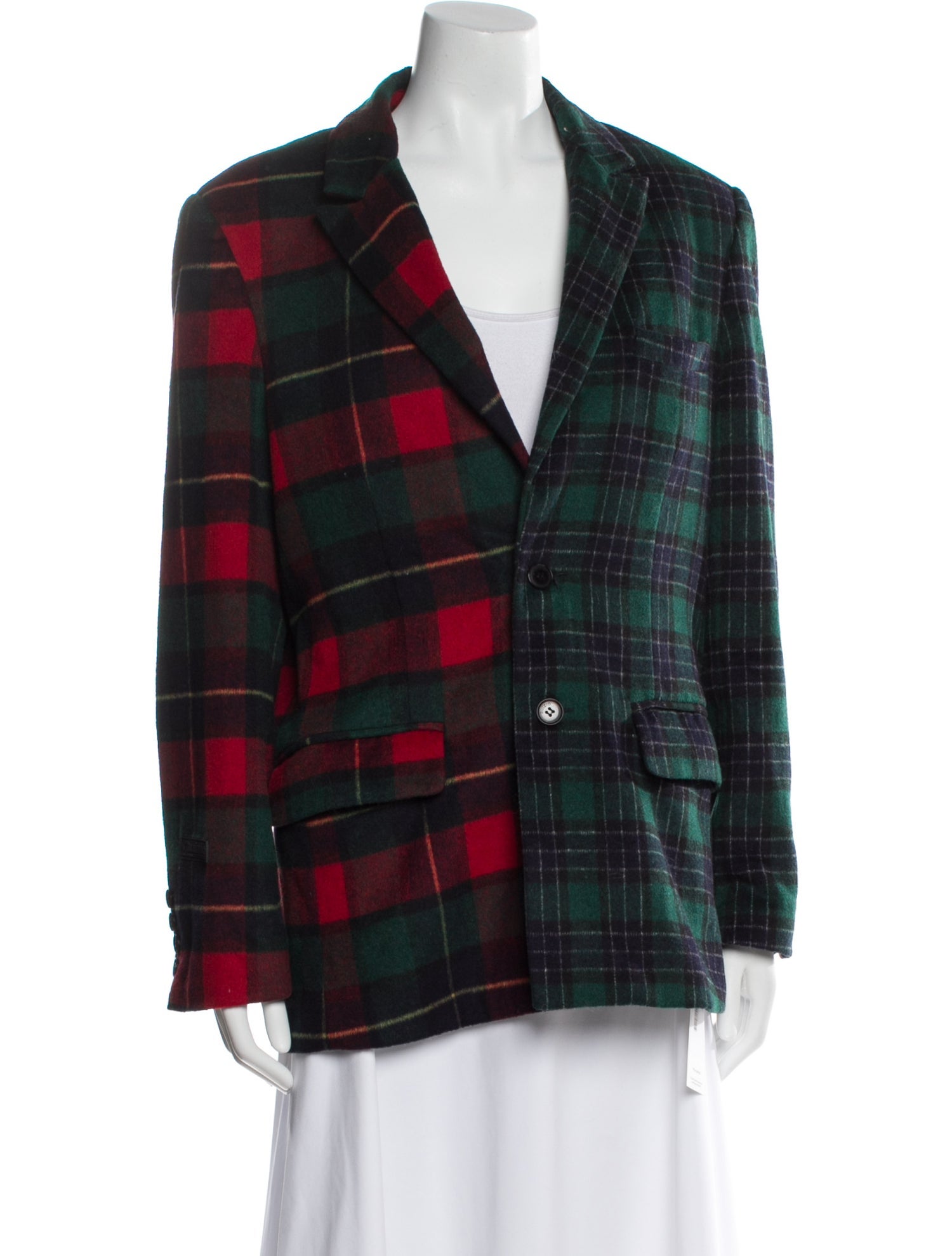Danielle Guizio Wool Plaid Print Blazer