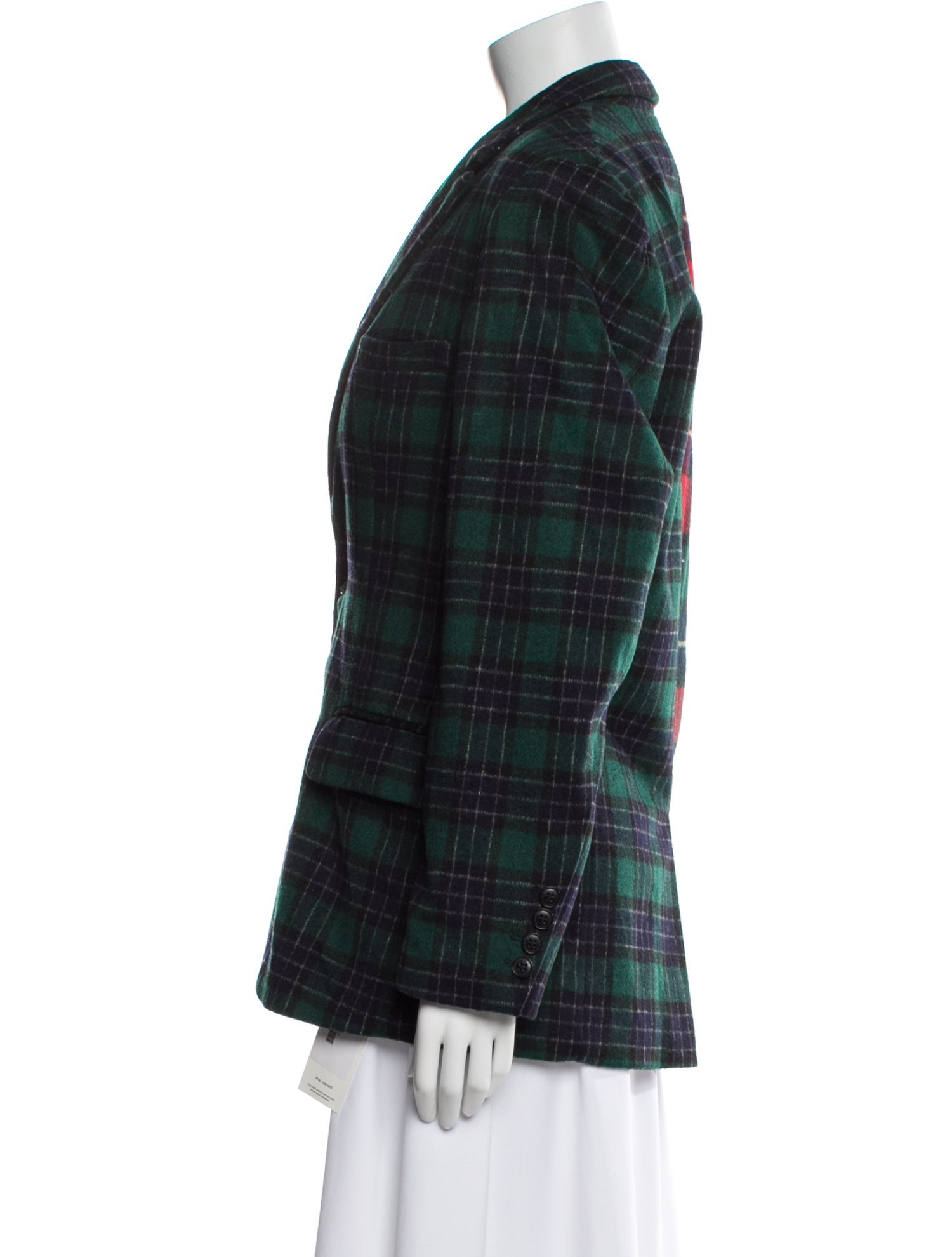 Danielle Guizio Wool Plaid Print Blazer
