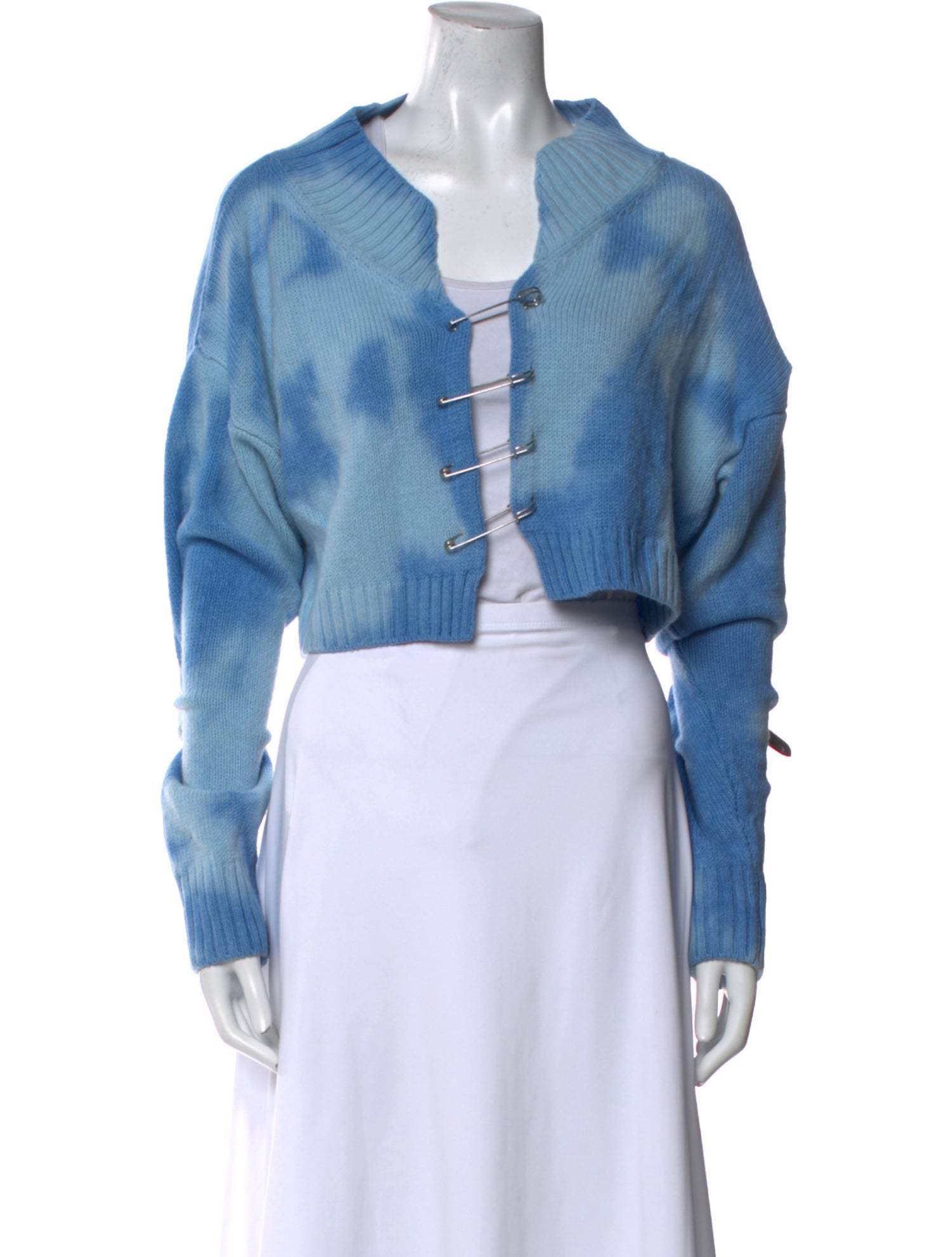 Danielle Guizio Tie-Dye Print V-Neck Sweater