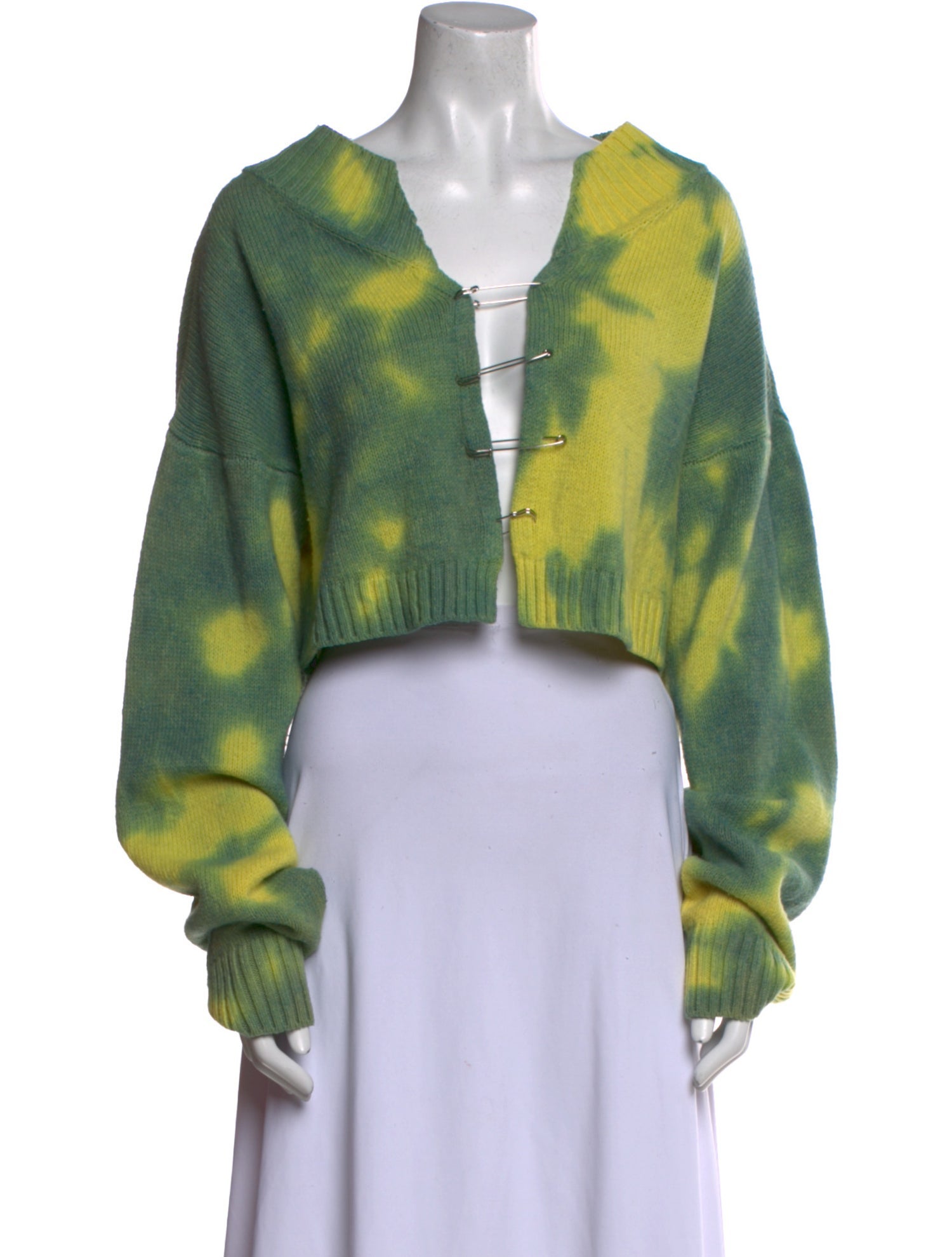 Danielle Guizio Tie-Dye Print V-Neck Sweater