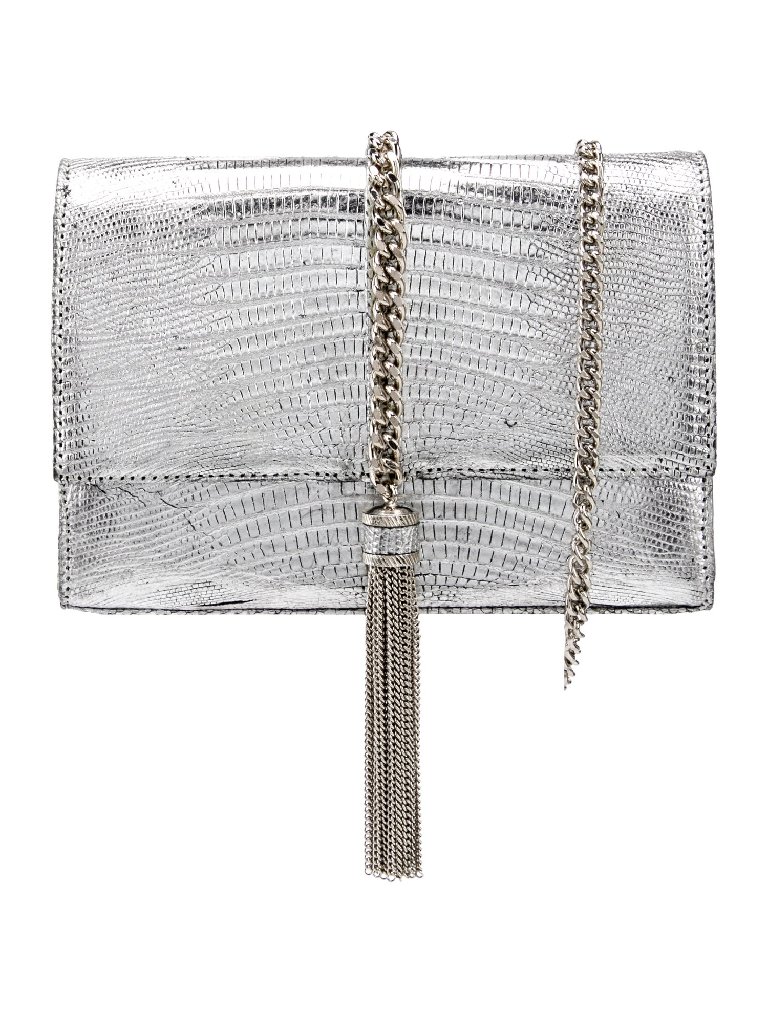 Daniella Ortiz Leather Minaudière Silver Crossbody Bags, Handbags