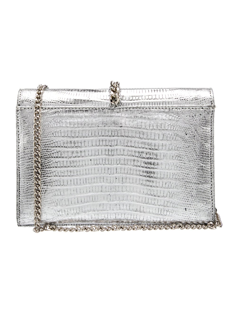 Daniella Ortiz Leather Minaudière Silver Crossbody Bags, Handbags
