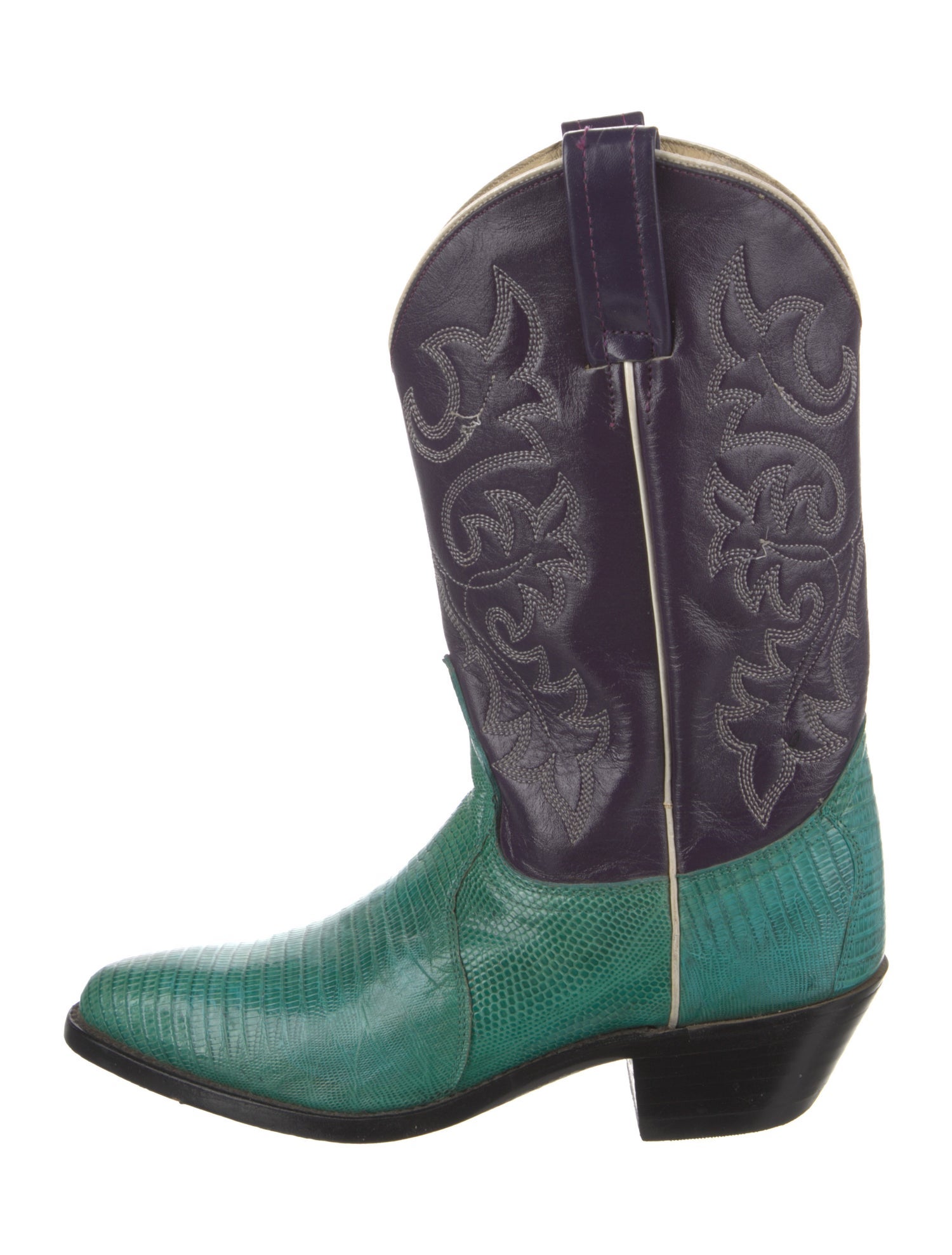 Dan Post Lizard Colorblock Pattern Western Boots