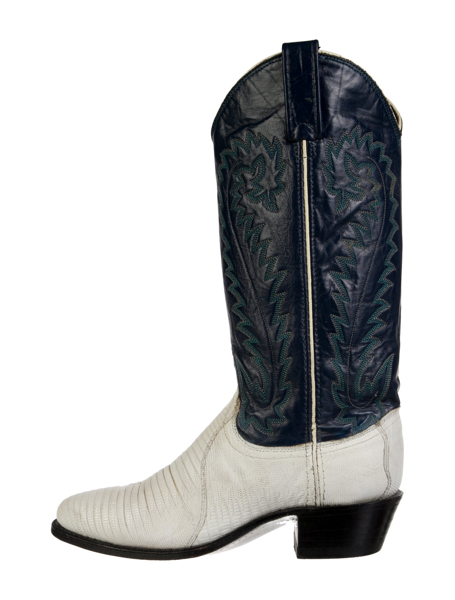 Dan Post Lizard Colorblock Pattern Western Boots