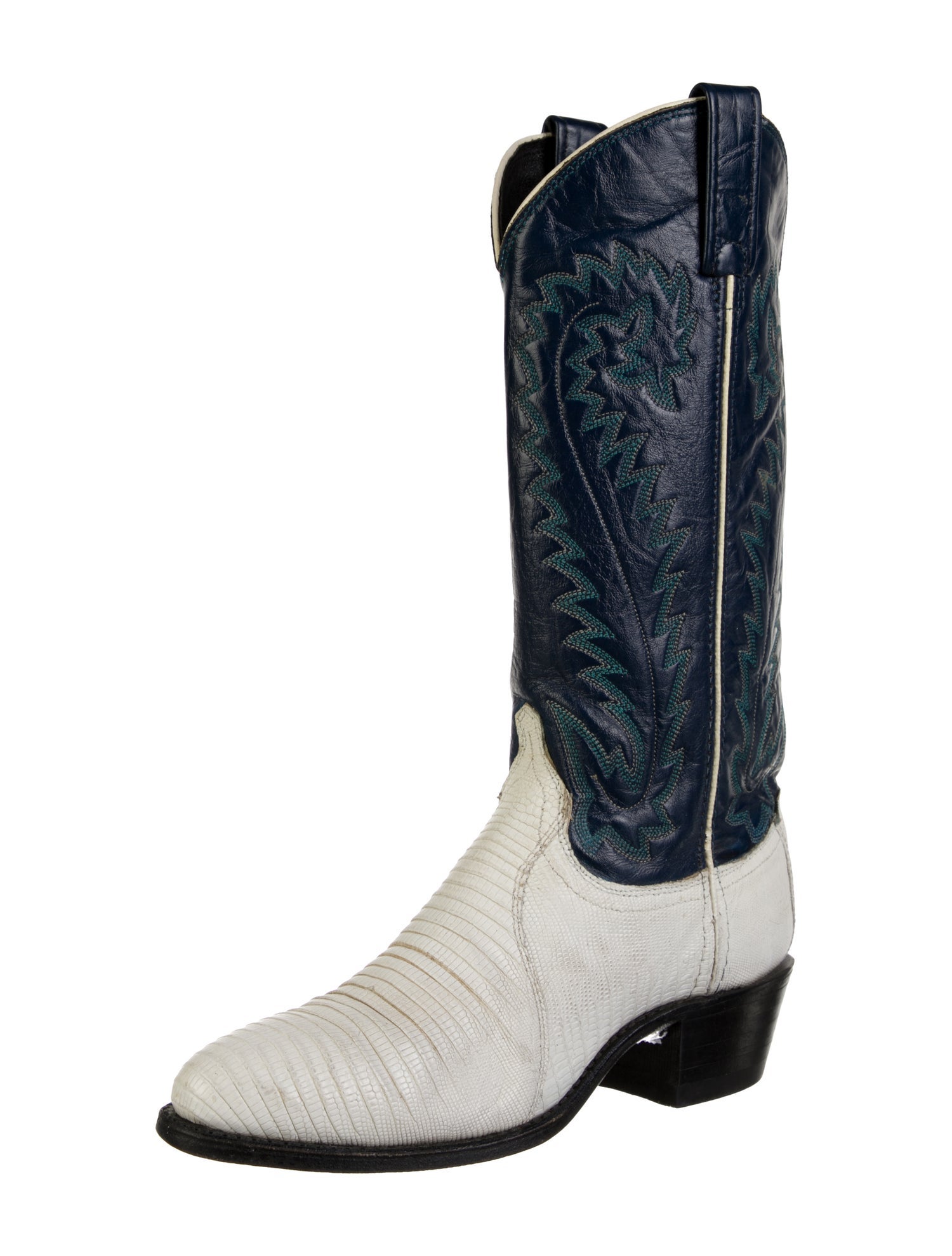 Dan Post Lizard Colorblock Pattern Western Boots