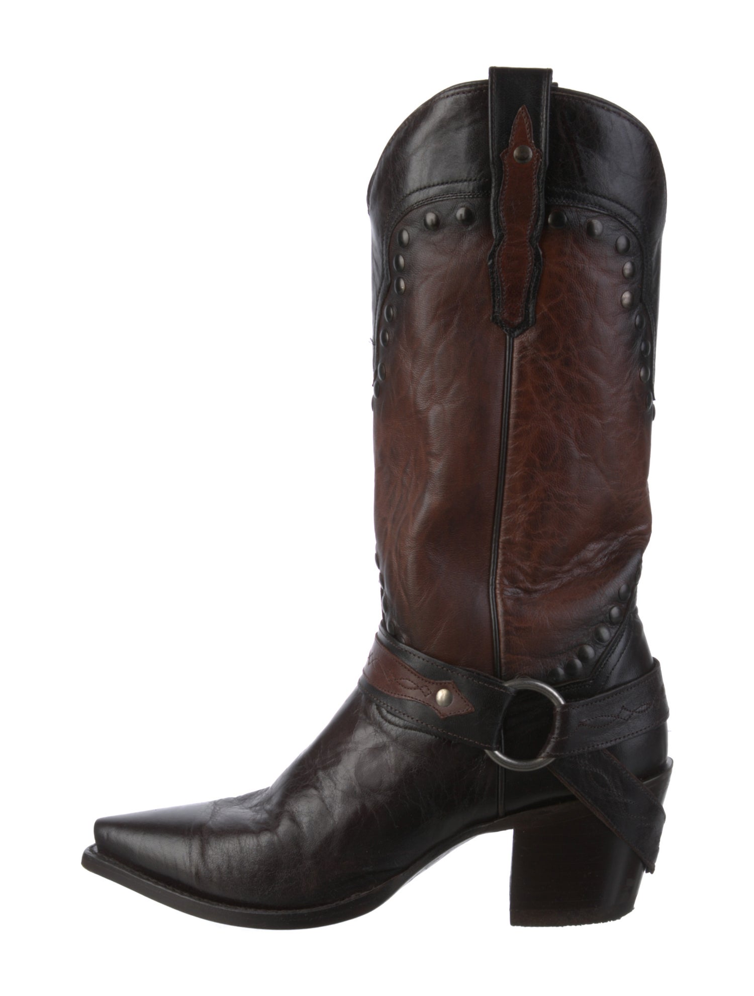 Dan Post Leather Colorblock Pattern Western Boots