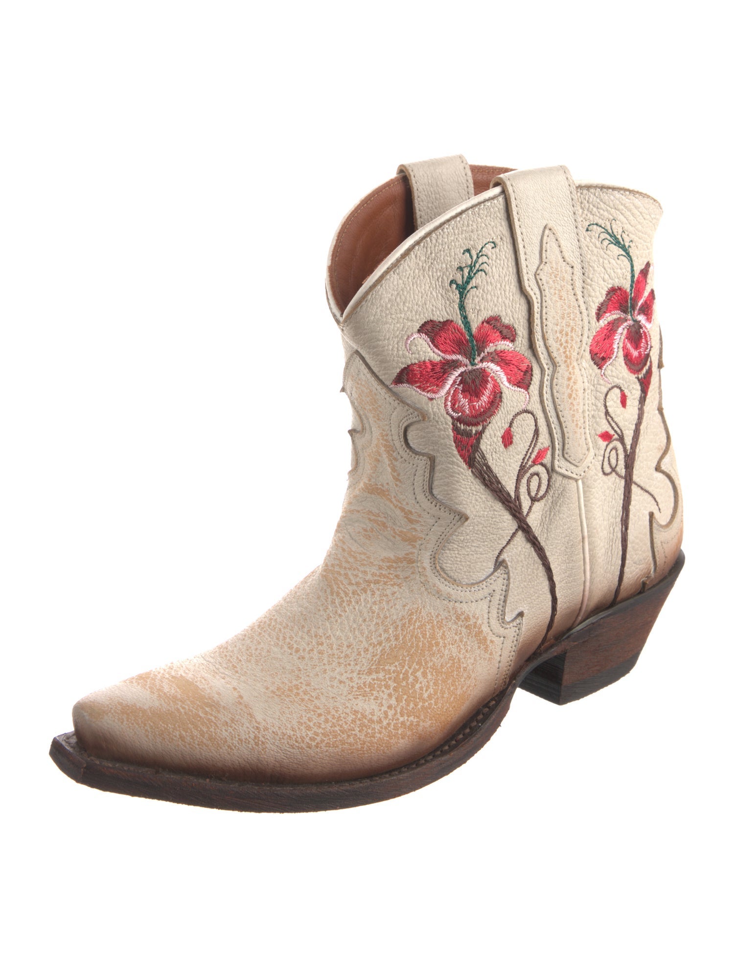 Dan Post Leather Floral Print Western Boots