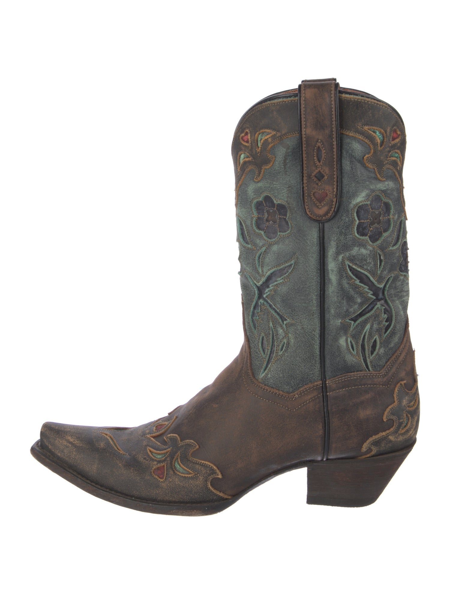 Dan Post Leather Floral Print Western Boots