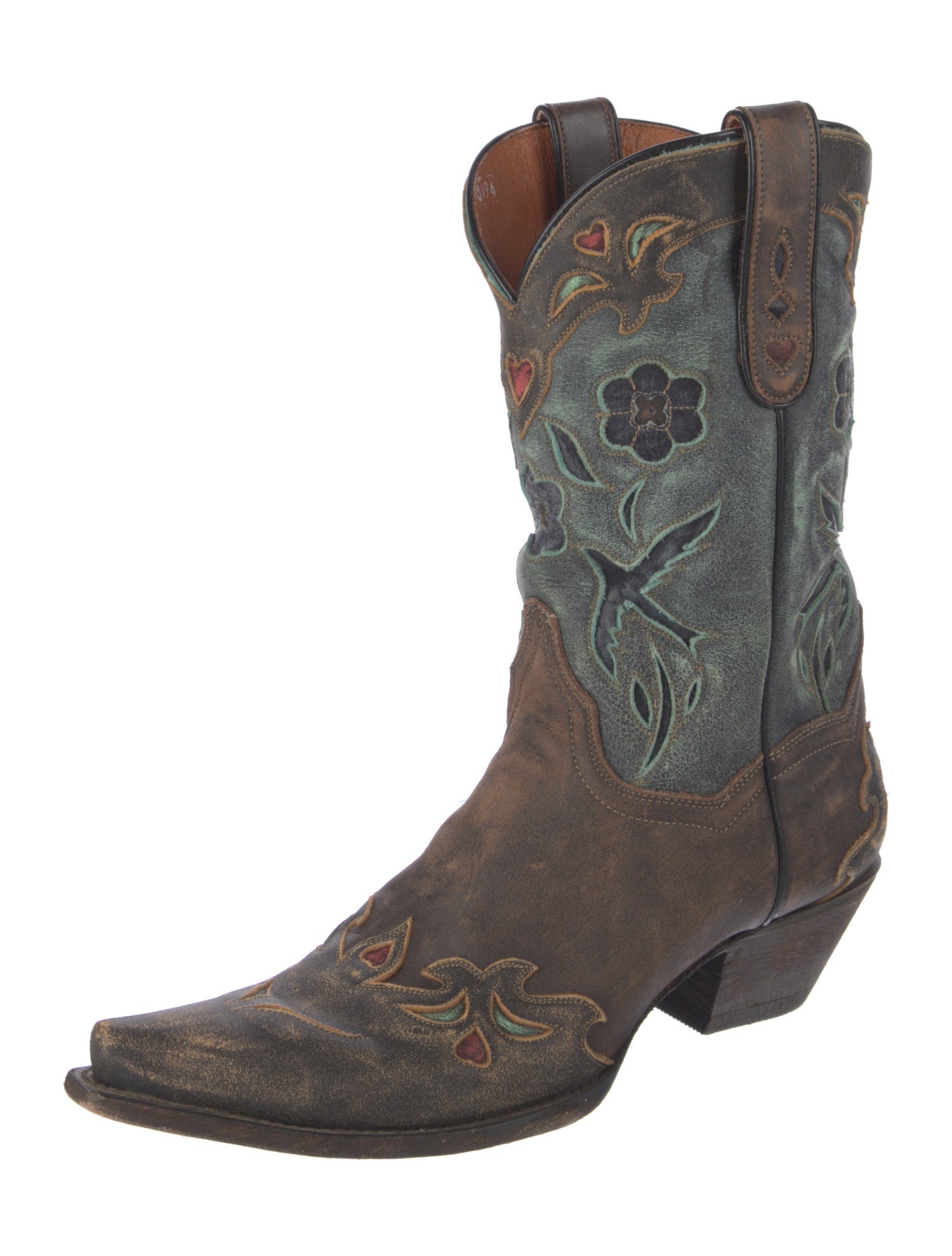 Dan Post Leather Floral Print Western Boots