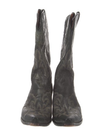 Dan Post Leather Embroidered Accent Western Boots