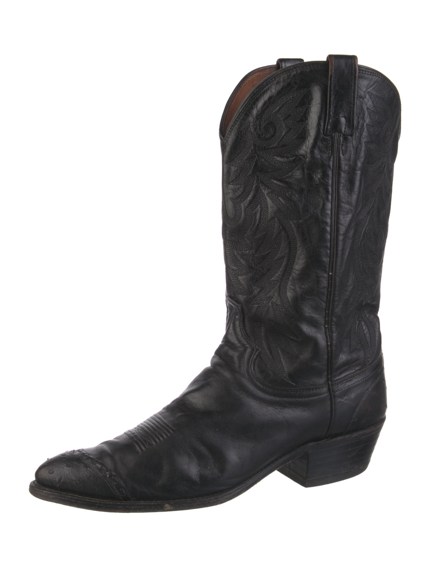 Dan Post Leather Embroidered Accent Western Boots