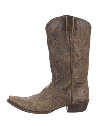 Dan Post Leather Embroidered Accent Western Boots