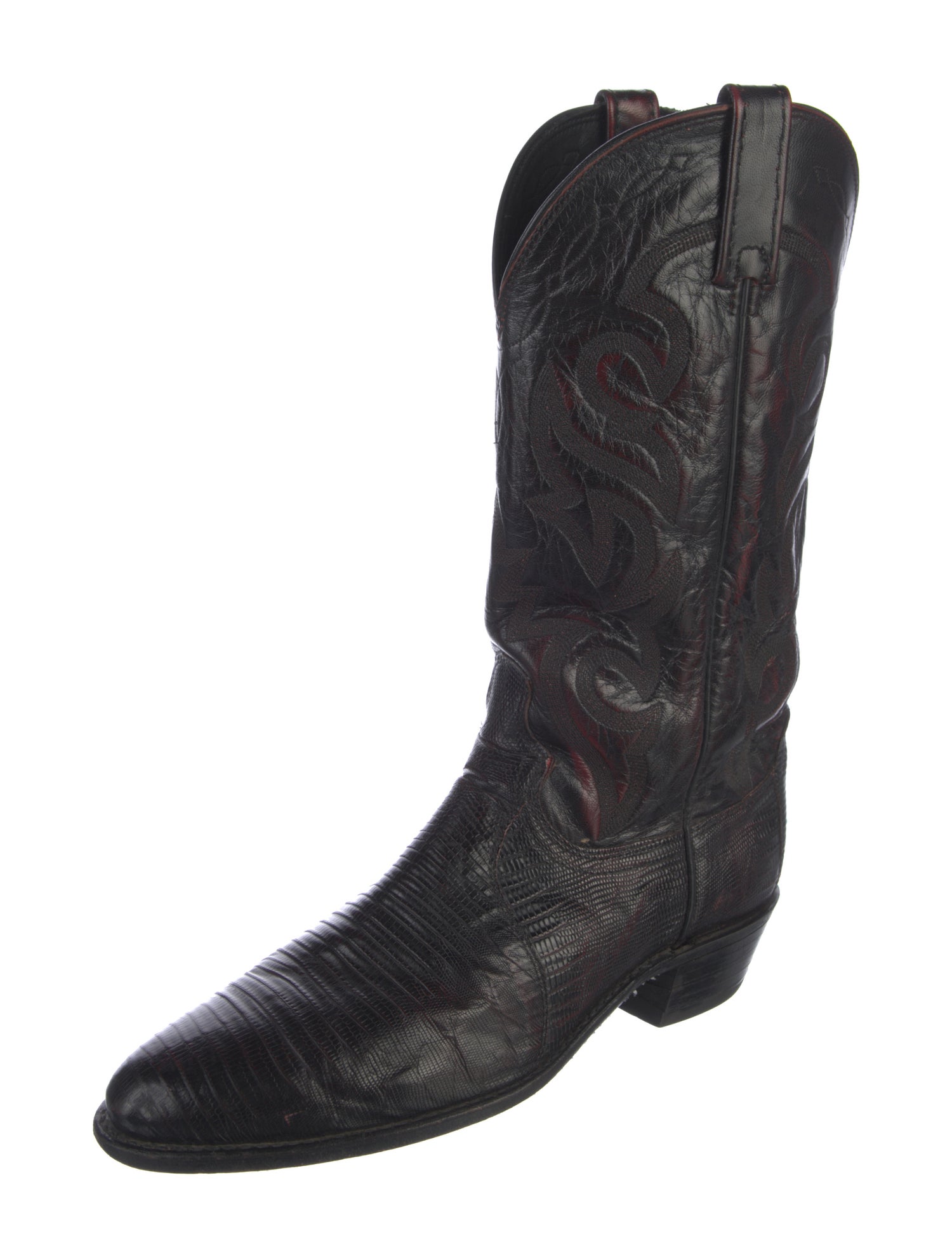 Dan Post Leather Embroidered Accent Western Boots