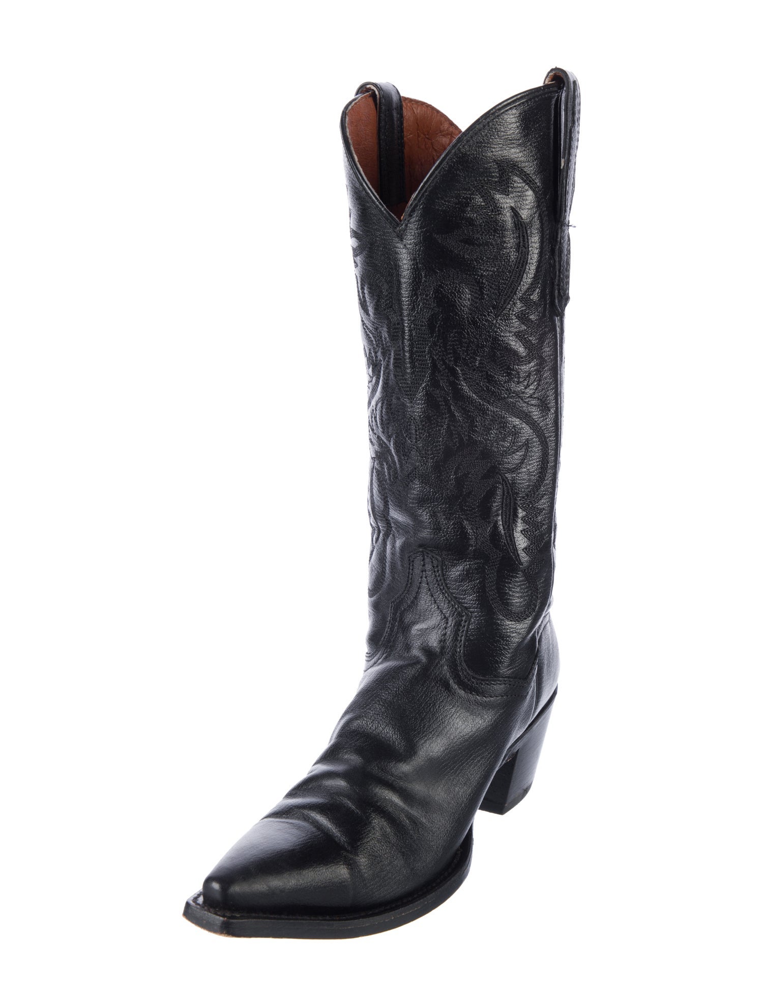 Dan Post Leather Embroidered Accent Western Boots