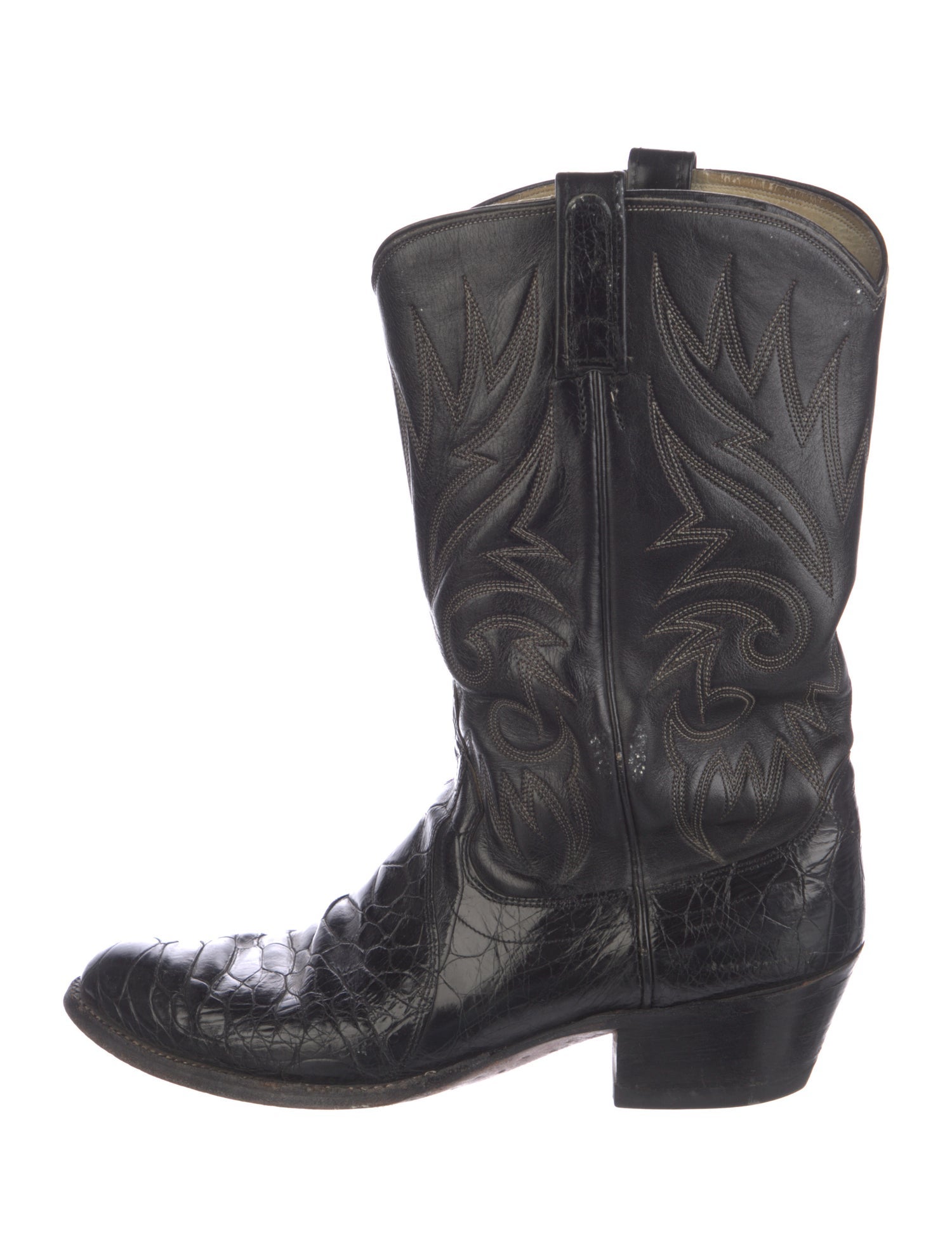 Dan Post Leather Embroidered Accent Western Boots