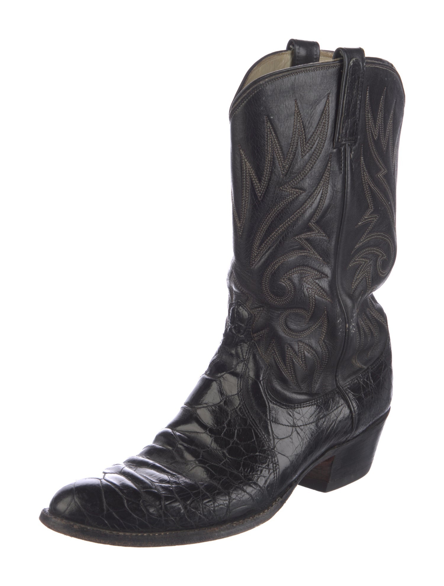 Dan Post Leather Embroidered Accent Western Boots
