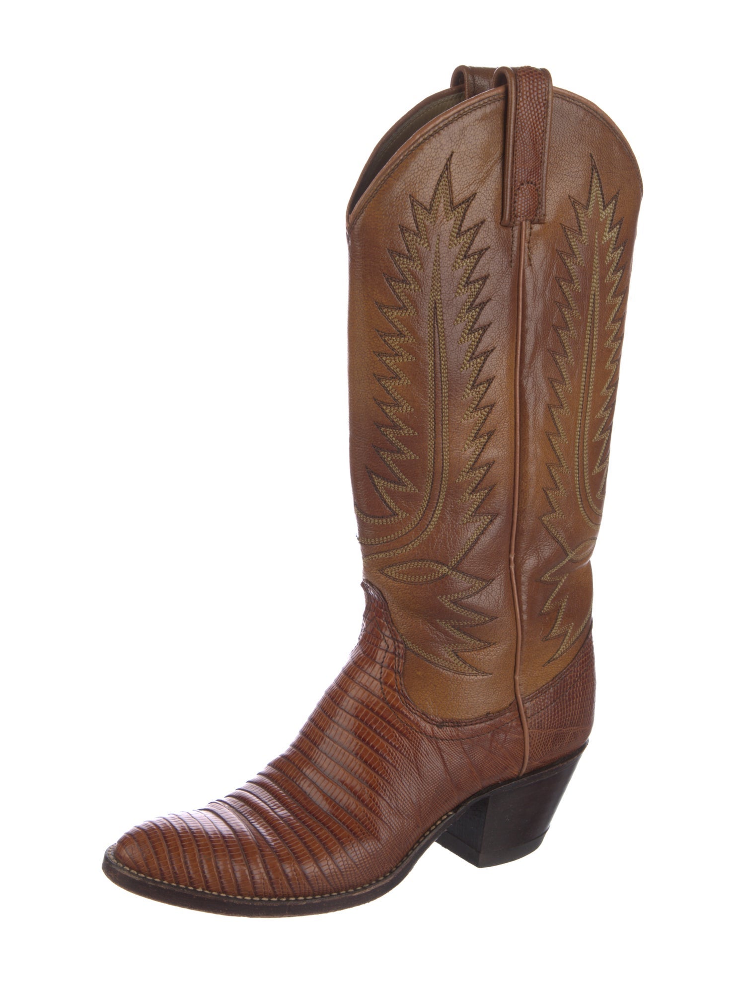 Dan Post Leather Embroidered Accent Western Boots