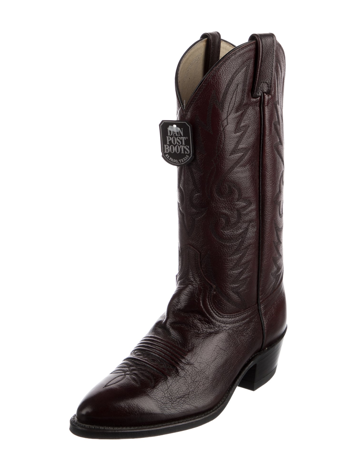 Dan Post Leather Embroidered Accent Western Boots