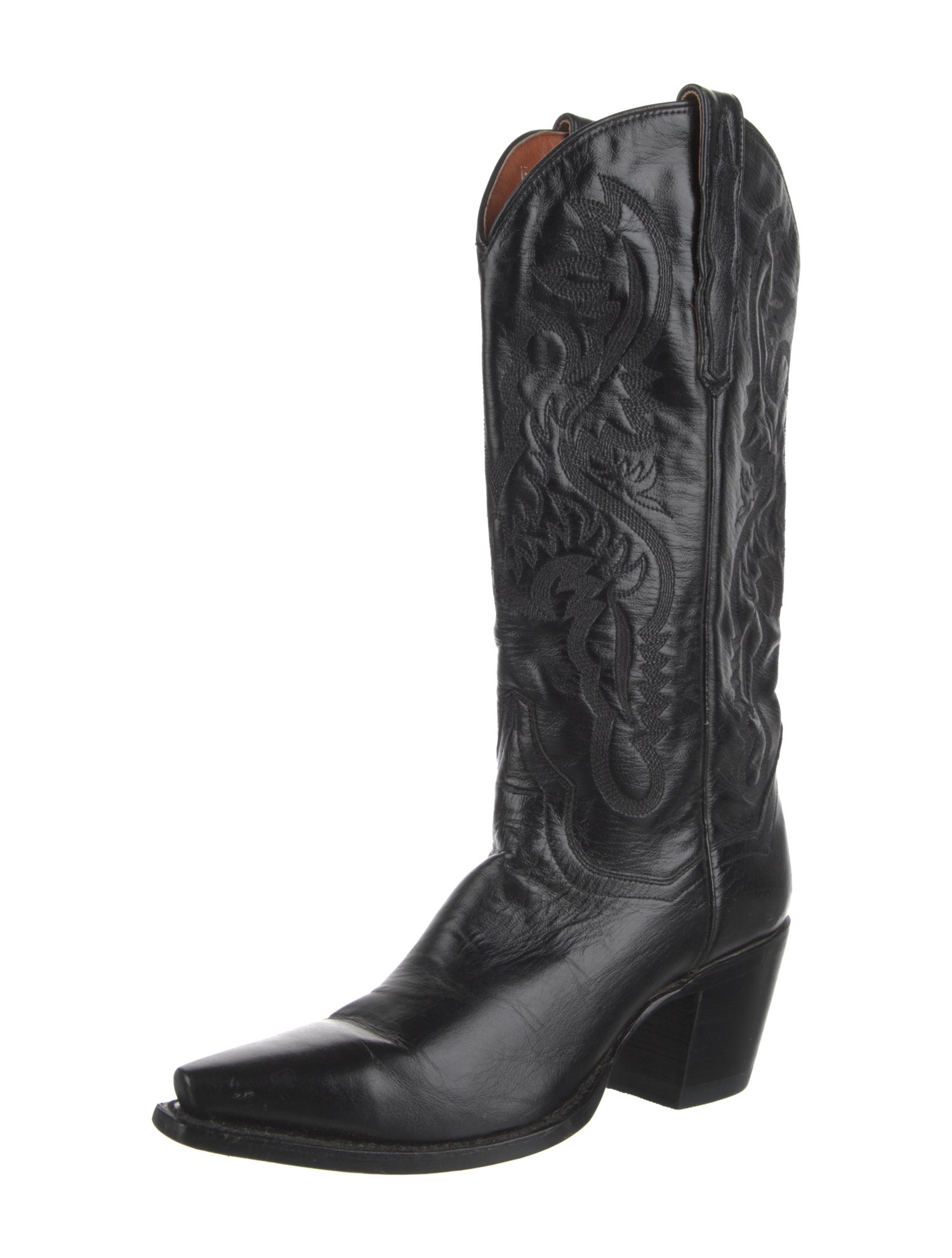 Dan Post Leather Embroidered Accent Western Boots