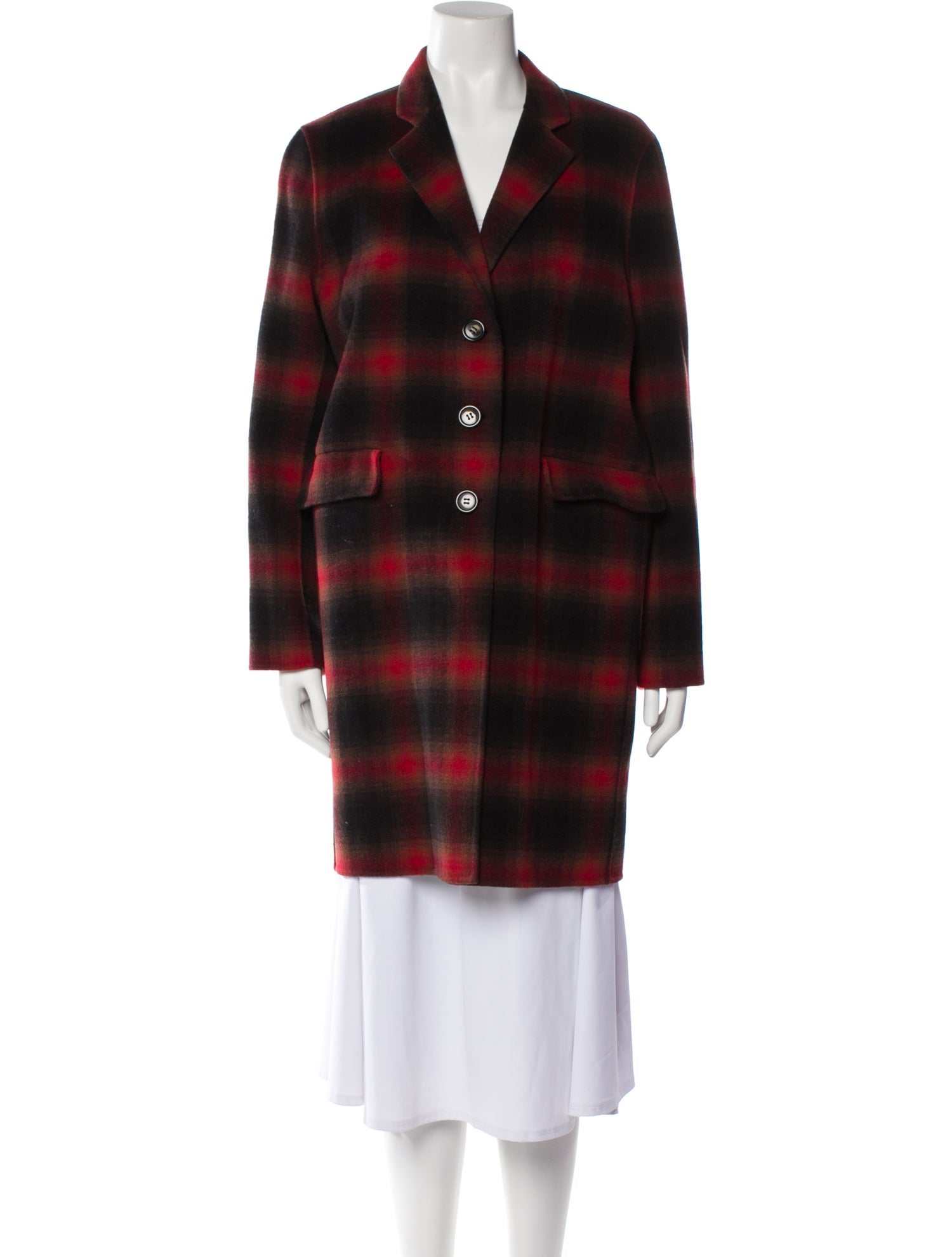 Gerard Darel Wool Plaid Print Coat