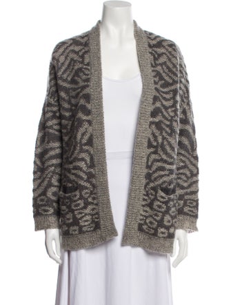 Gerard Darel Animal Print Open Front Sweater