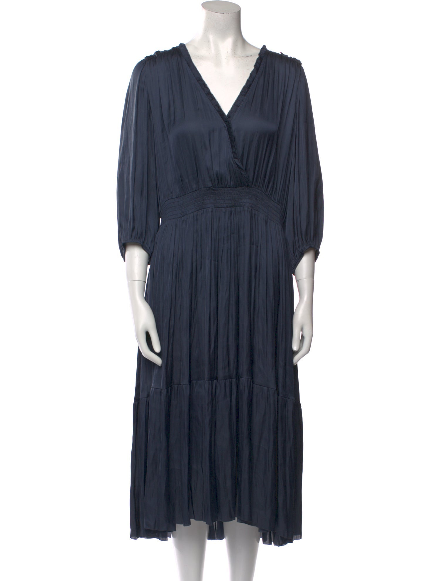 Gerard Darel V-Neck Midi Length Dress - Blue Dresses, Clothing - WDARL30000  | The RealReal