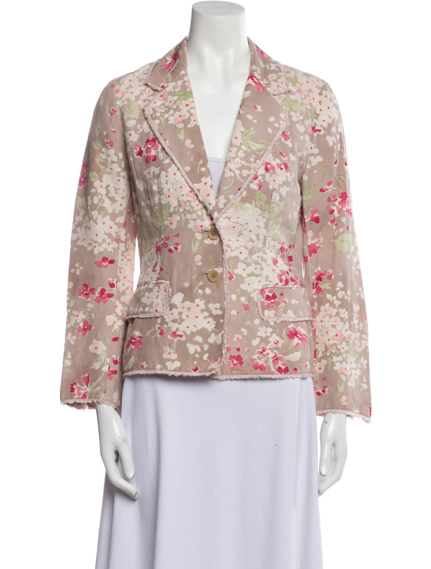 Gerard Darel Linen Floral Print Blazer