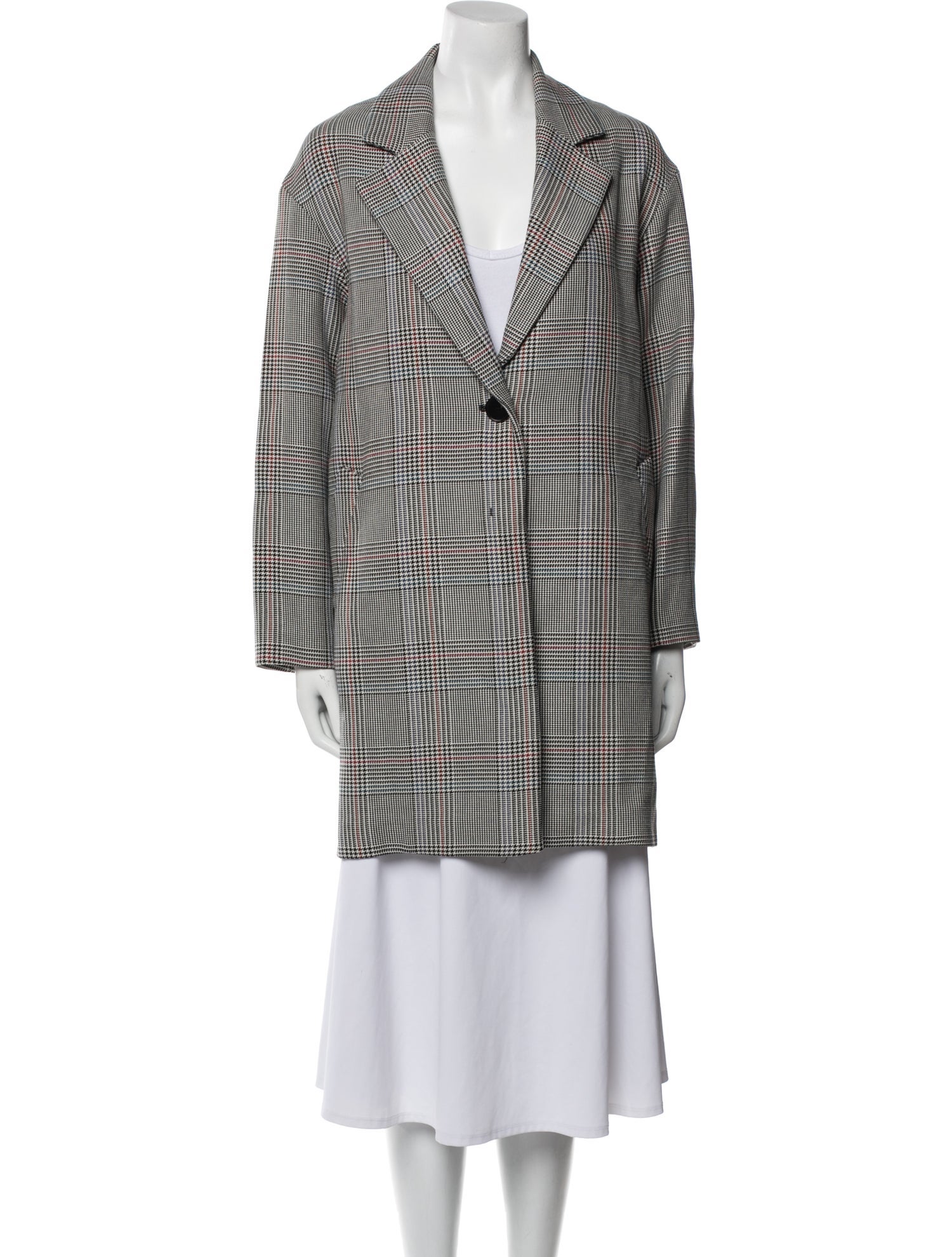Gerard Darel Wool Houndstooth Print Coat