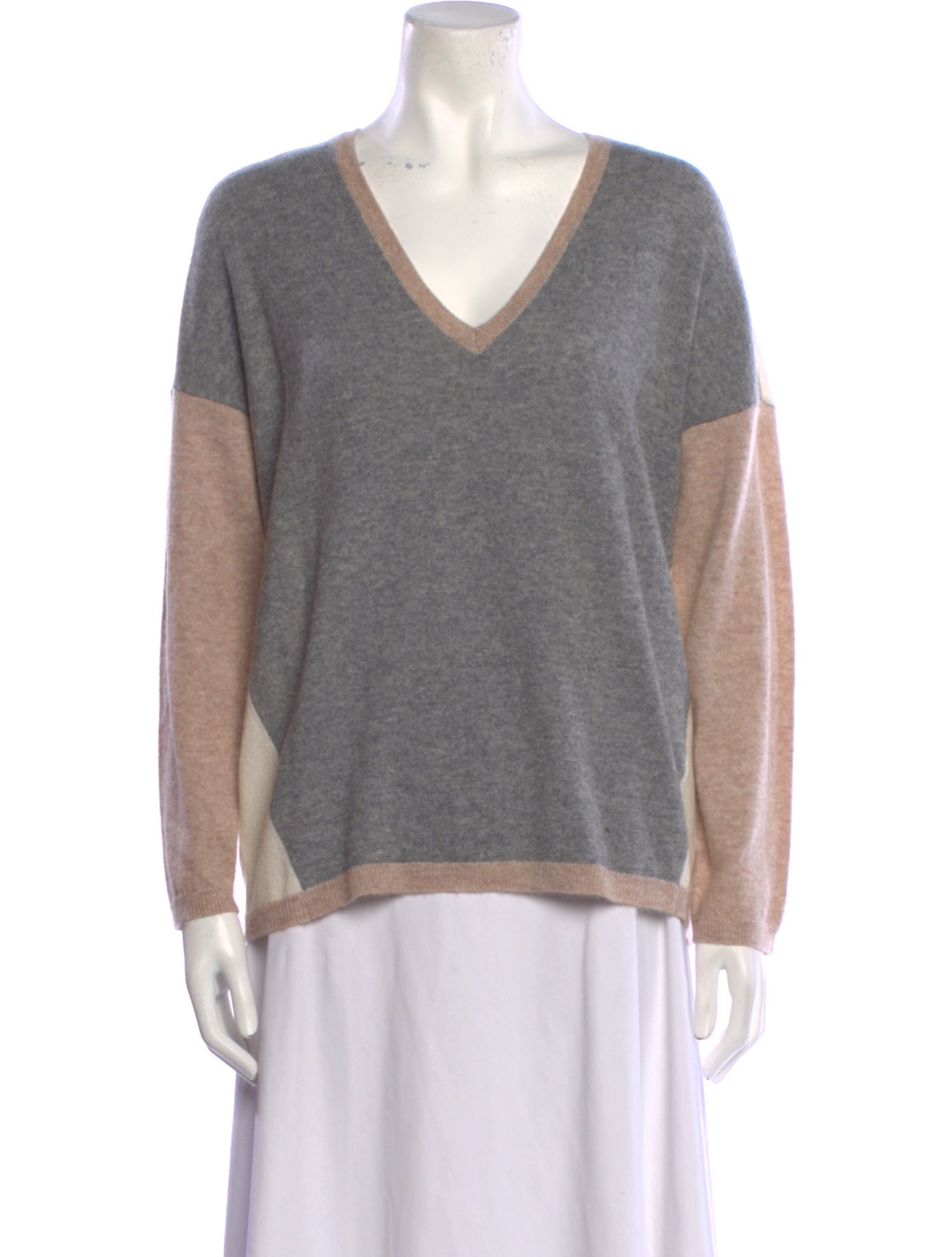 Gerard Darel Cashmere Colorblock Pattern Sweater