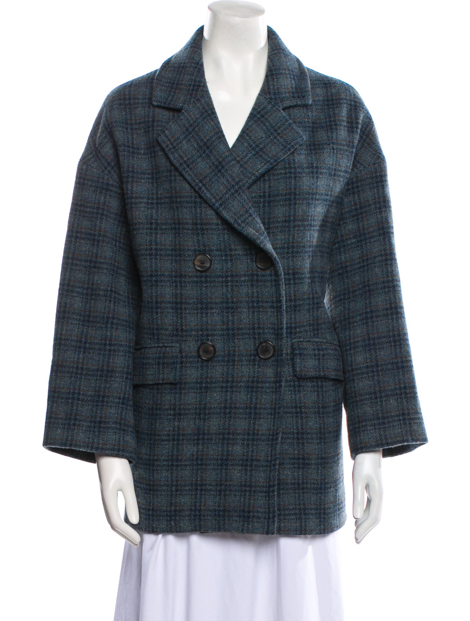 Gerard Darel Wool Plaid Print Jacket