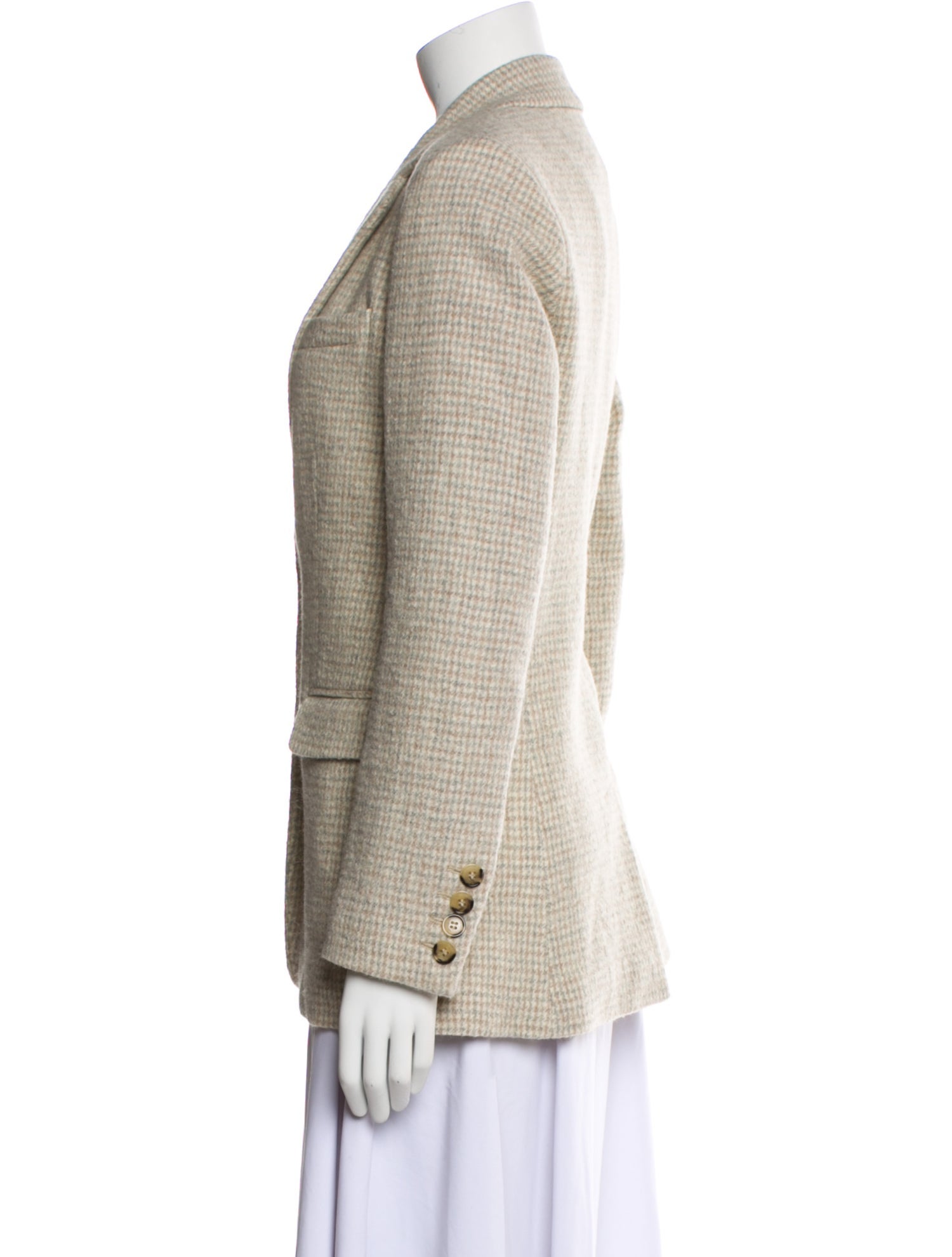 Gerard Darel Virgin Wool Plaid Print Blazer