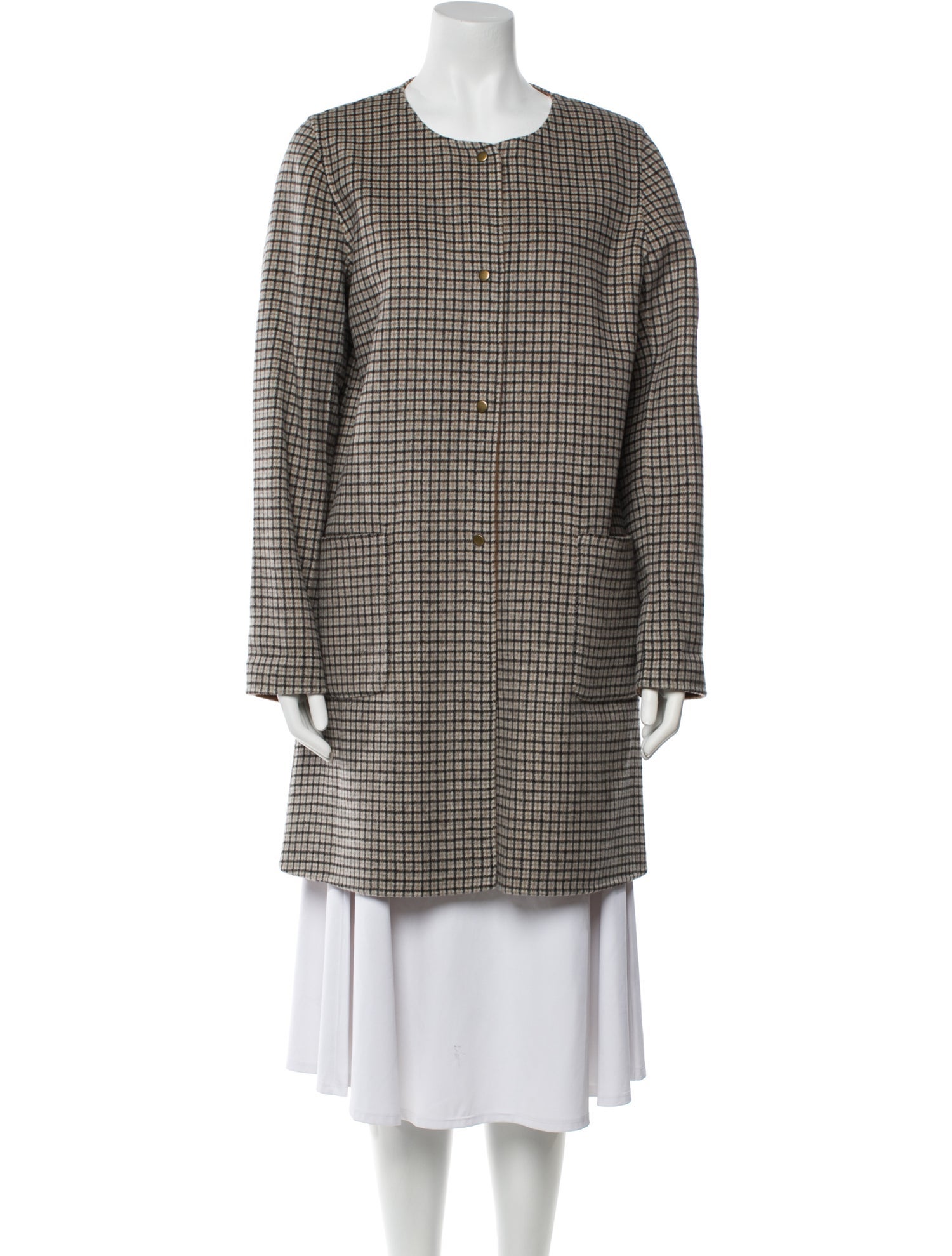 Gerard Darel Wool Plaid Print Coat