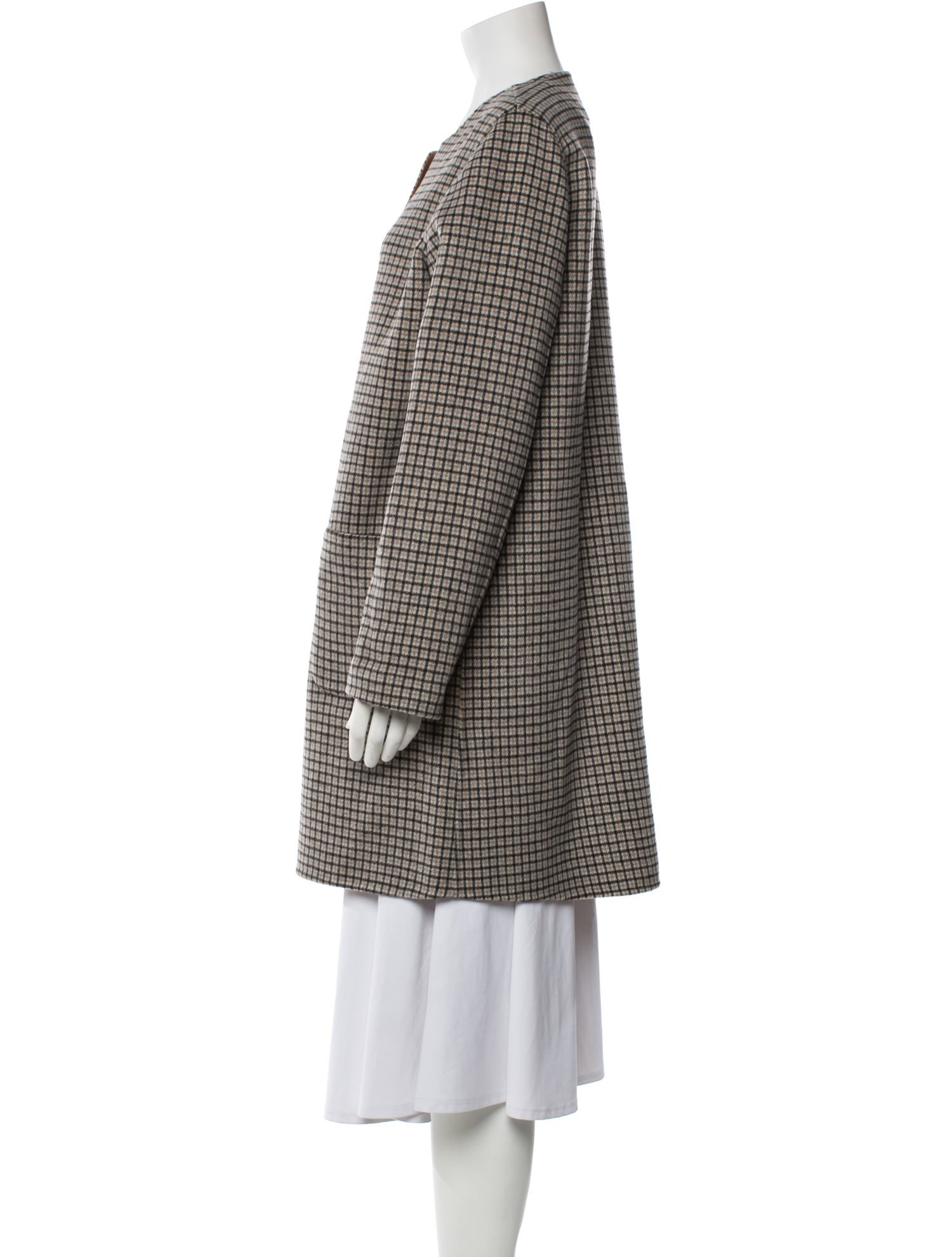 Gerard Darel Wool Plaid Print Coat