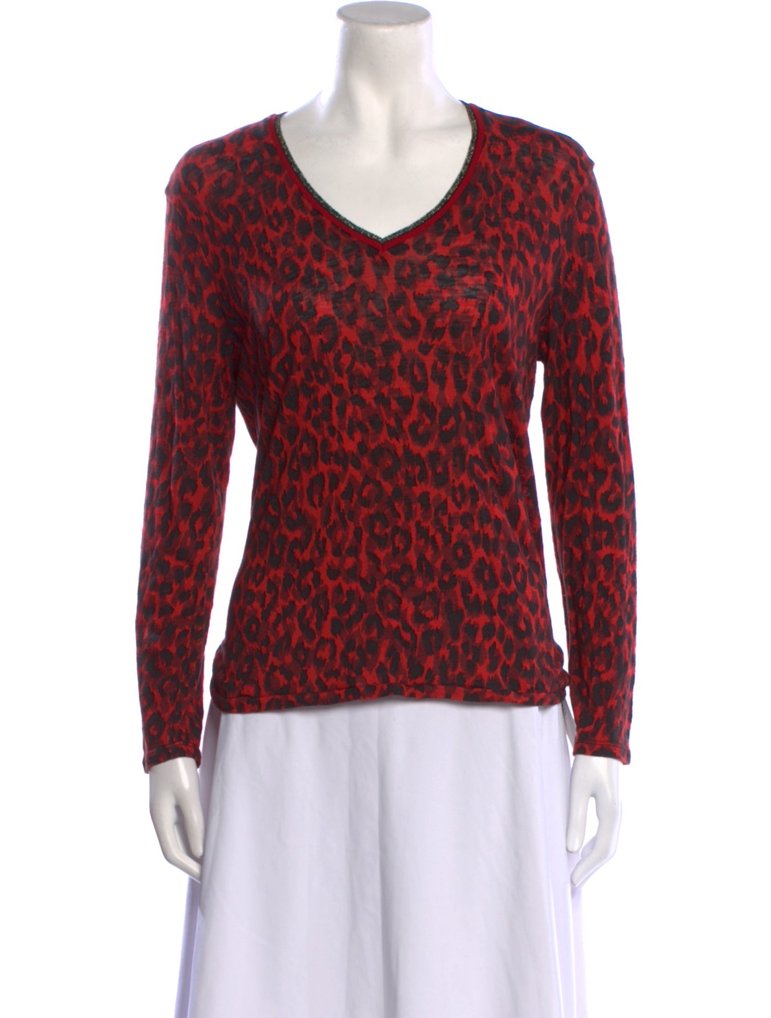 Gerard Darel Animal Print V-Neck Sweater