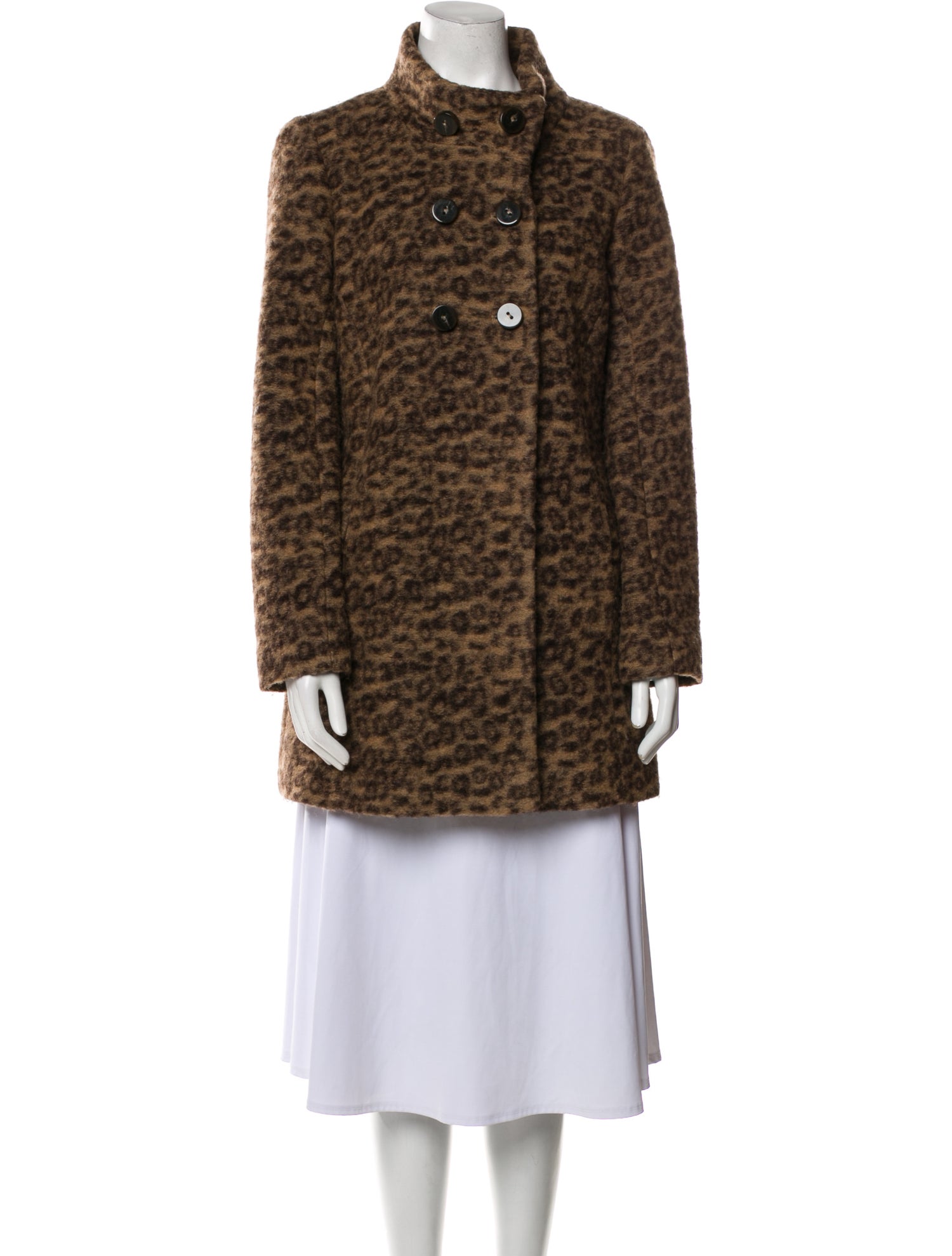 Gerard Darel Wool Animal Print Faux Fur Coat